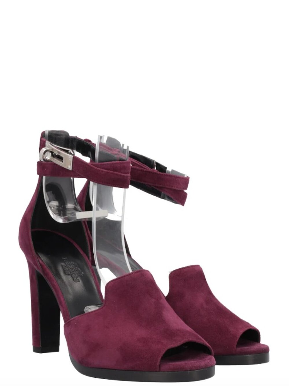 Brand New Hermes Plum Suede Nina Kelly Peep Toe Heels